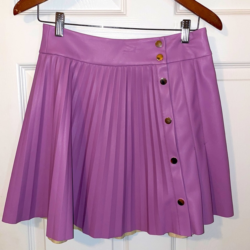 Zara faux leader pleated skater skirt